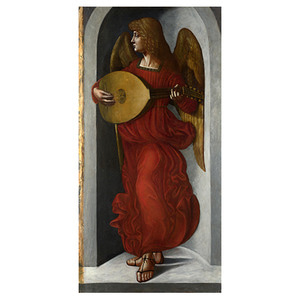 류트를 연주하는 붉은 옷의 천사 - 레오나르도 다빈치 / 명화그림 (수입원목액자)