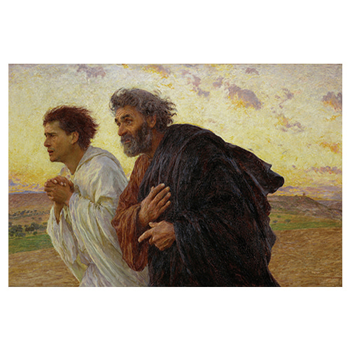 성묘로 달려가는 사도 베드로와 요한 - 외젠 뷔르낭 / 성화그림 (수입원목액자)