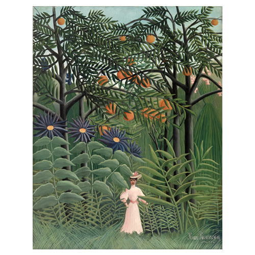 숲속을 산책하는 여인 - 앙리 루소 / 인테리어그림 (수입원목액자)